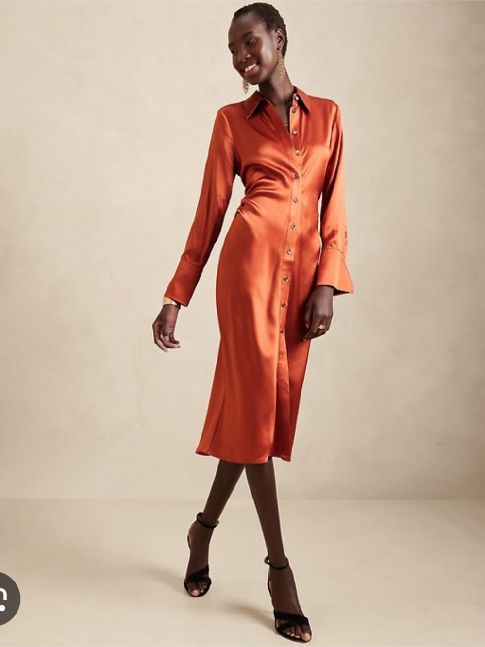 Banana Republic 100% Silk Button-Up Shirt Dress in Dark Brown